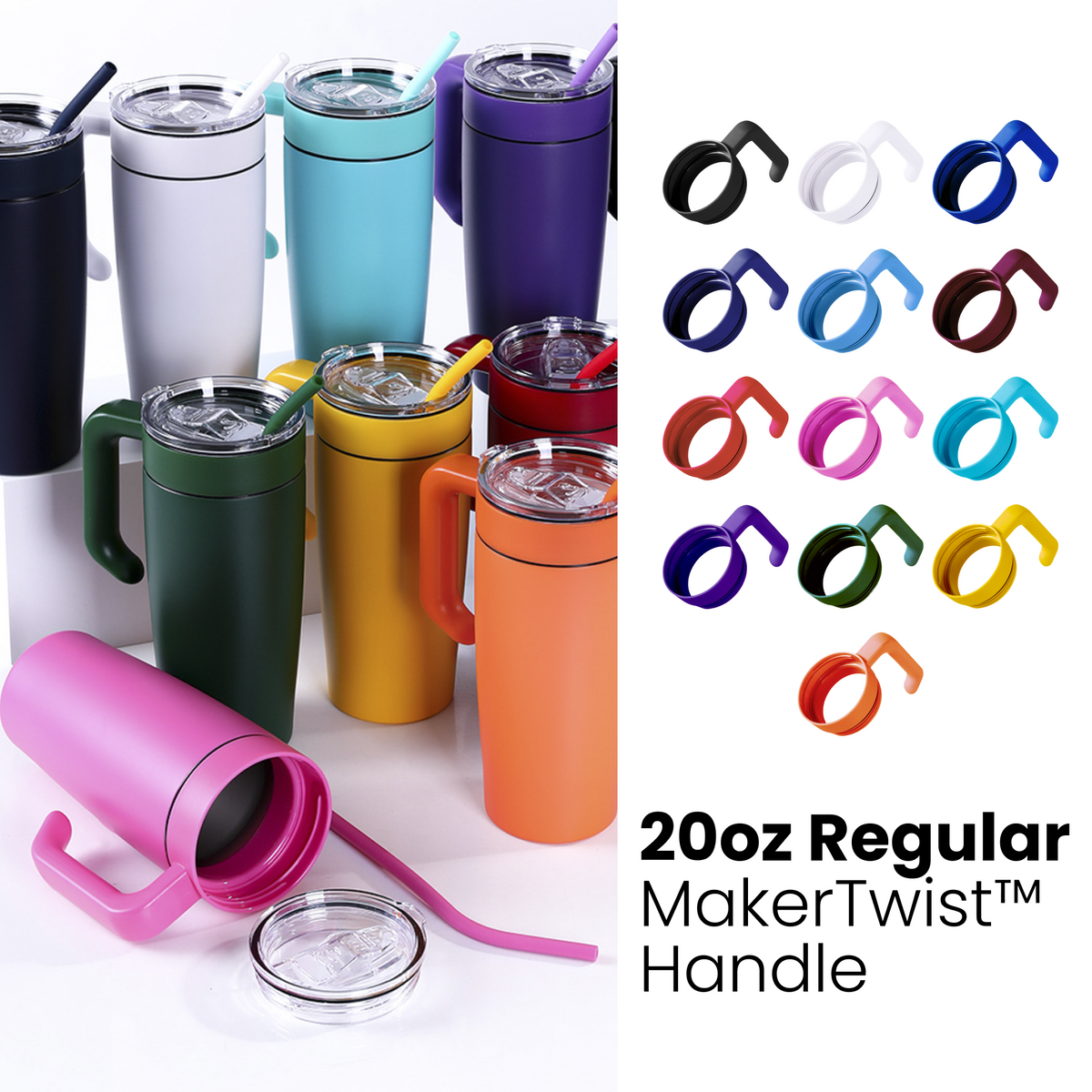 MakerFlo handle accessory in pink with curved loop and pull grip