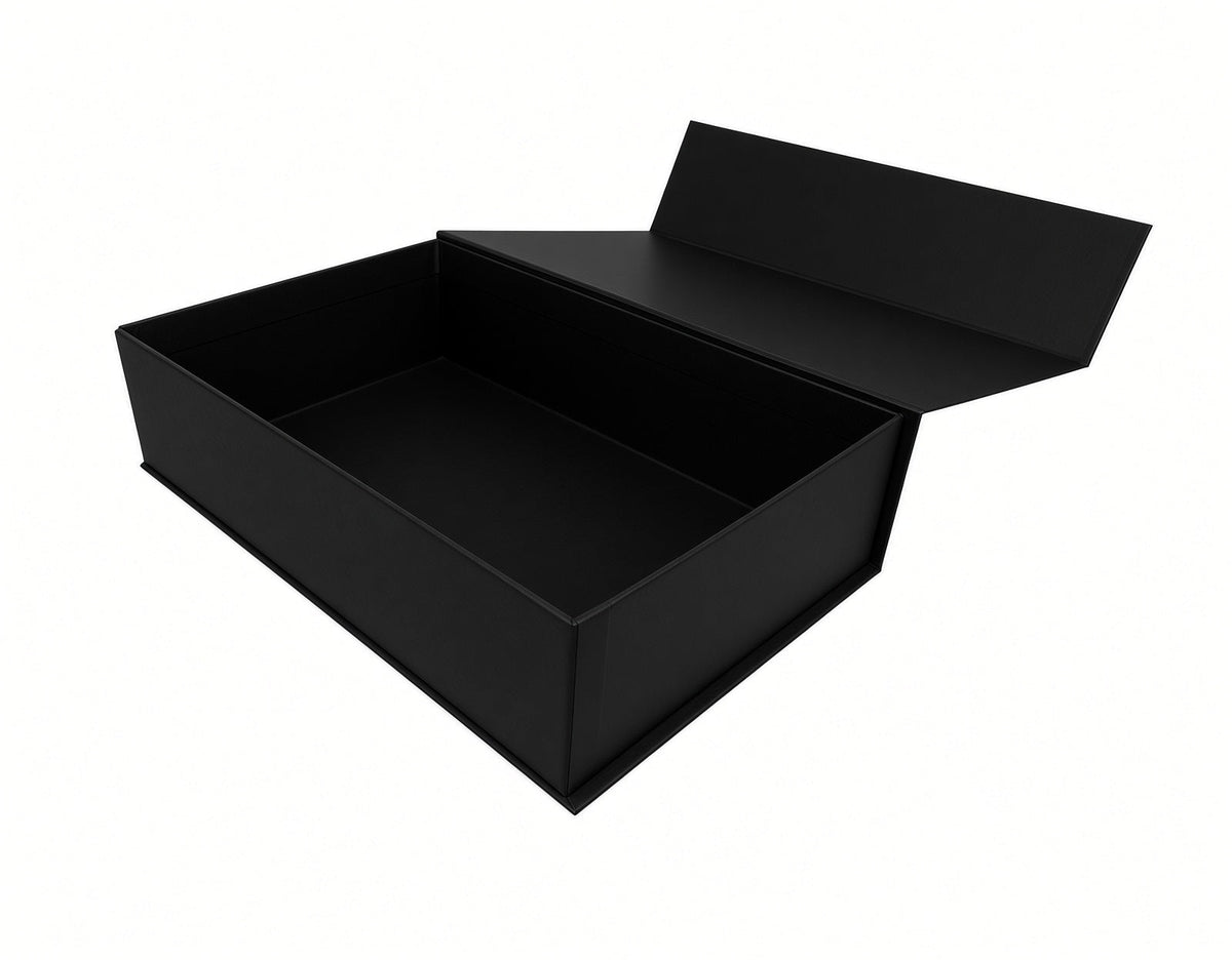 XL - Black Rigid Magnetic Closure Boxes (Hinged Lid, Print-Ready Blank Packaging)