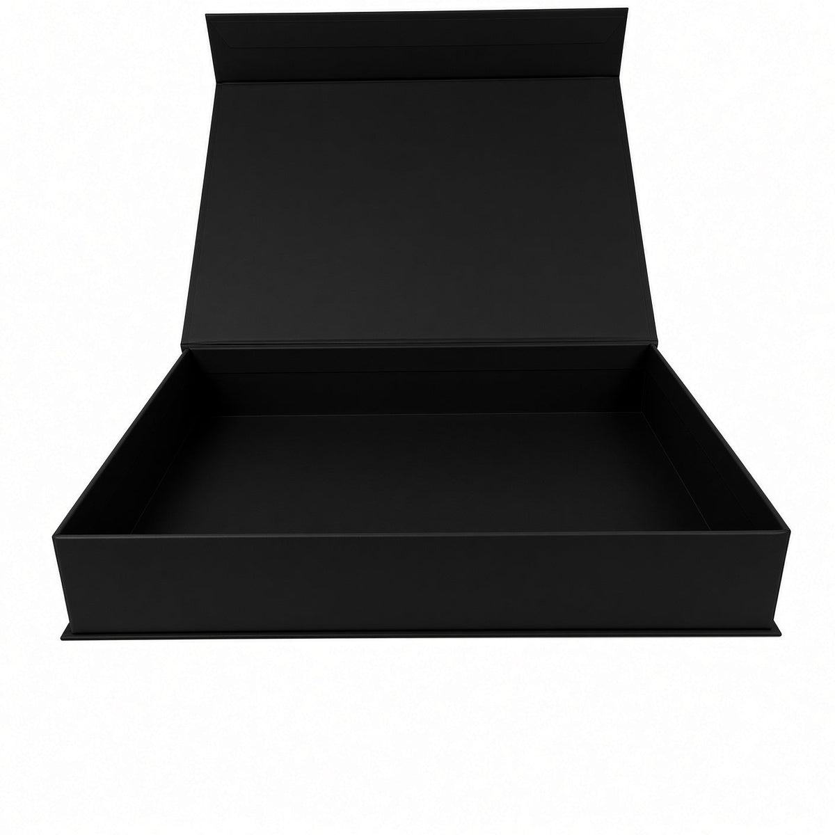 Large - Black Rigid Magnetic Closure Boxes (Hinged Lid, Print-Ready Blank Packaging)