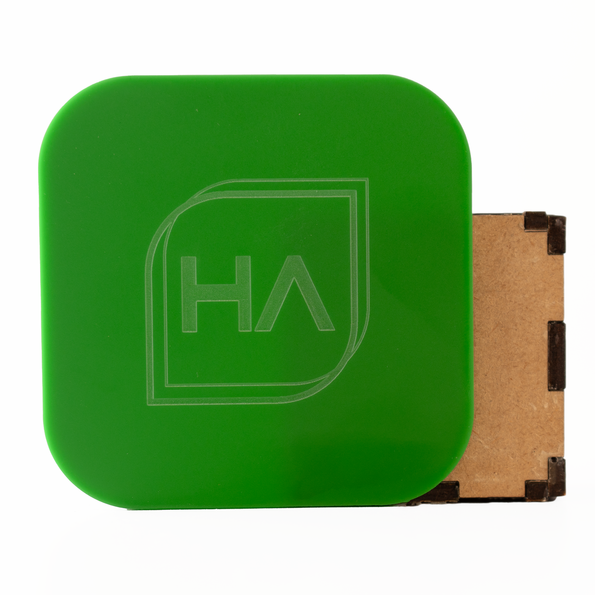 Matte green cast acrylic sheet with rounded corners