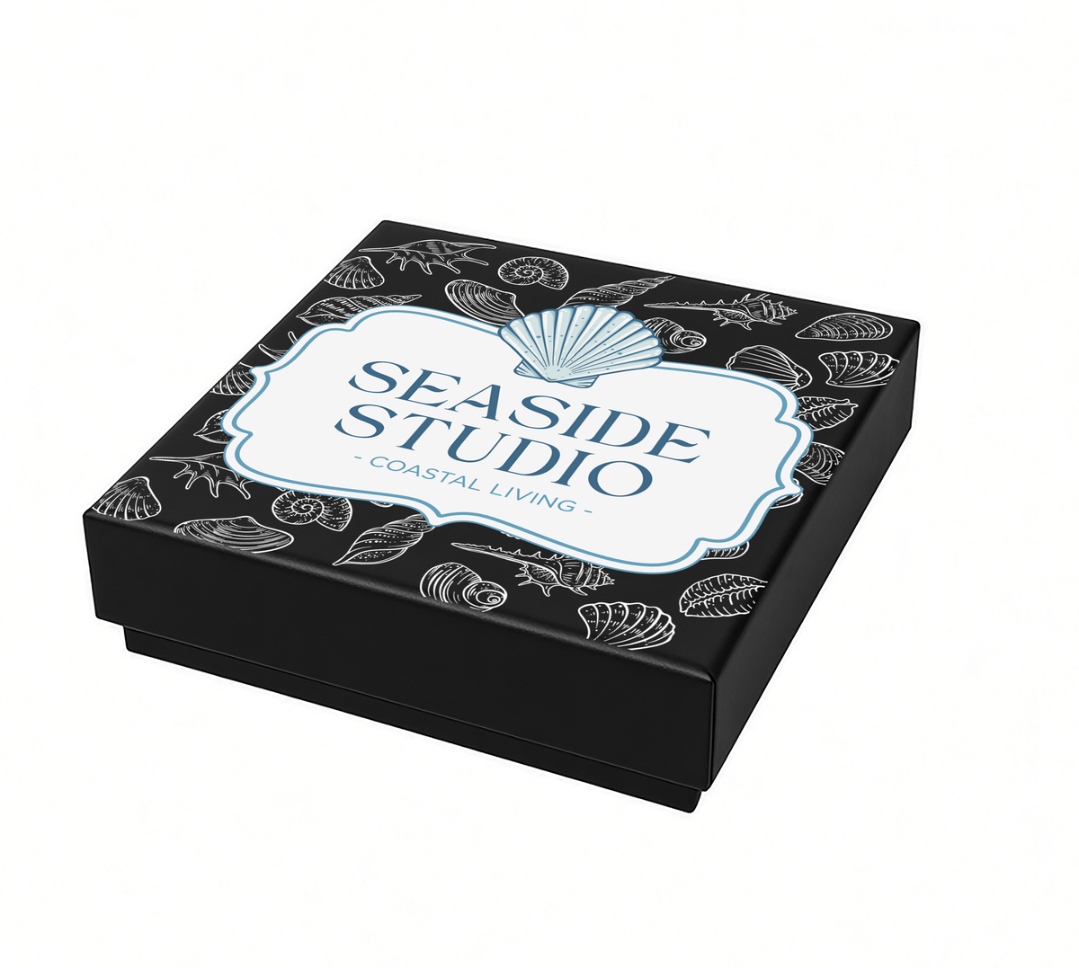 Medium - Black Premium Two-Piece Set Boxes (Print-Ready, Blank Packaging)