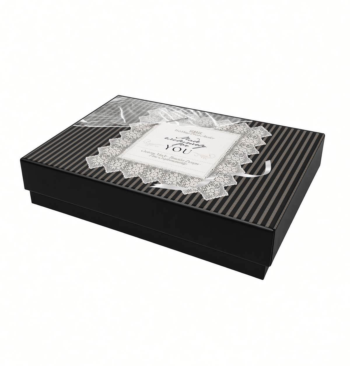 XXL - Black Premium Two-Piece Set Boxes (Print-Ready, Blank Packaging)