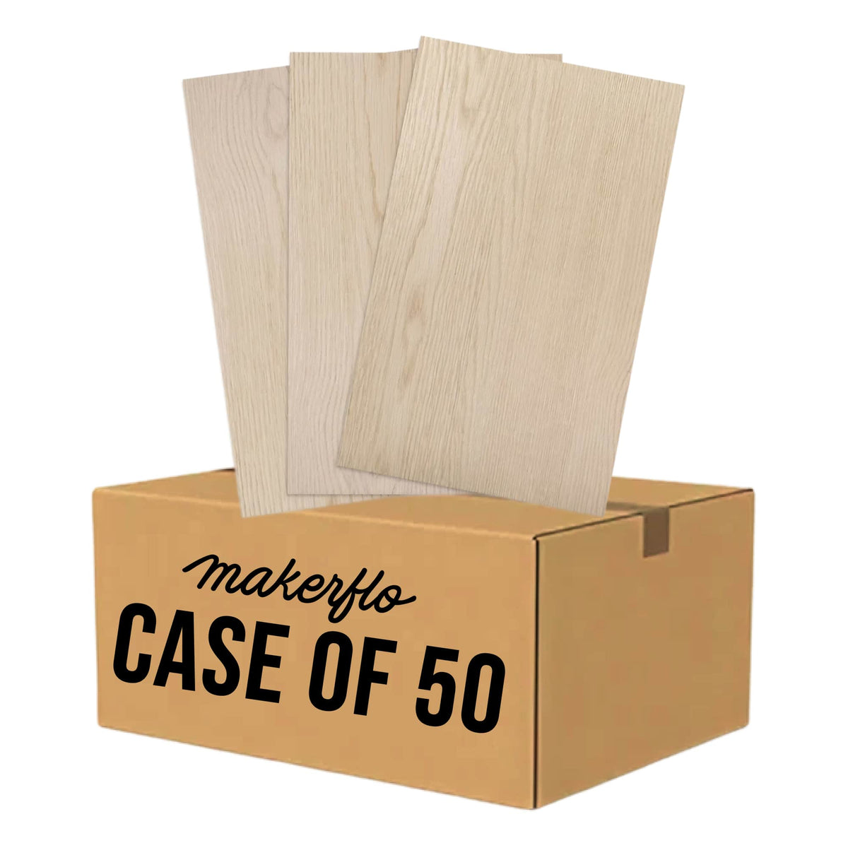 Light wood TruFlat laser wood plywood sheets with case packaging