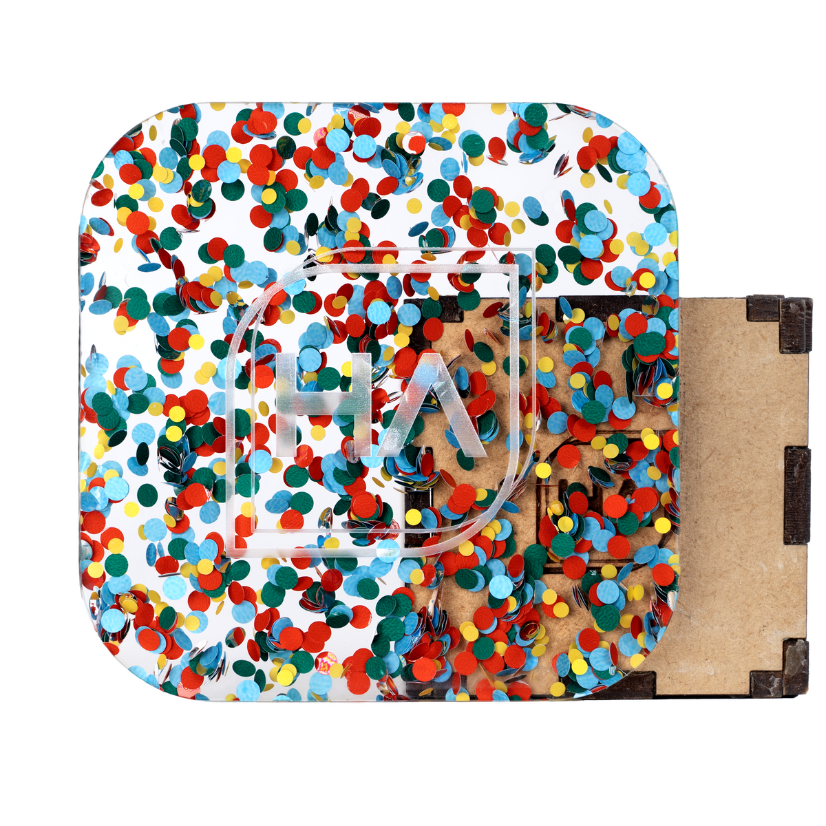 Colorful polka dot cast acrylic sheet with glossy multicolor dots