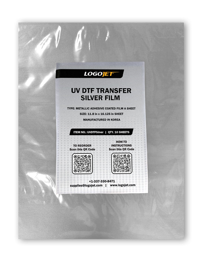 UV Transfer Film A Sheet - Silver (10 Pk) | LogoJET Inc.