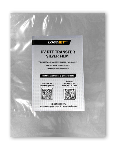 UV Transfer Film A Sheet - Silver (10 Pk) | LogoJET Inc.