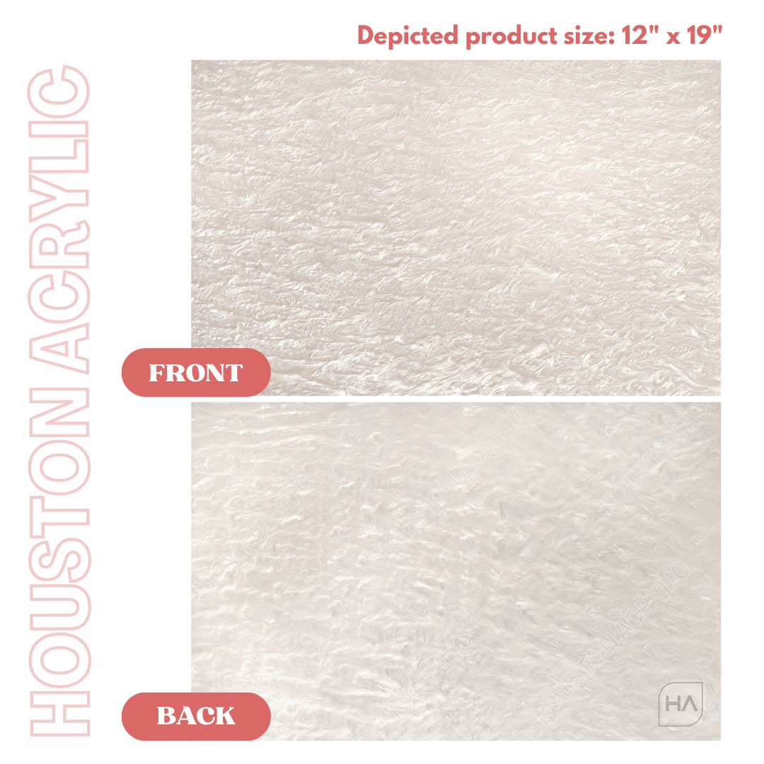 Pearl-finish white acrylic sheet, front and back textured marbled panels