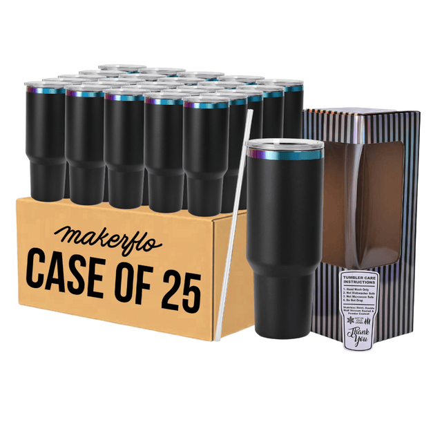 MakerFlo 40oz Rainbow-Plated MakerTwist™ Tumbler – Customizable Premium Drinkware