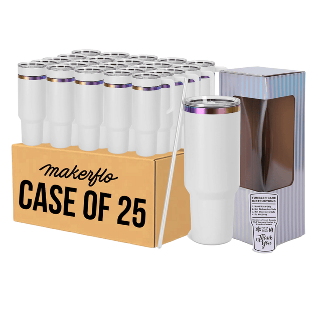 MakerFlo 40oz Rainbow-Plated MakerTwist™ Tumbler – Customizable Premium Drinkware