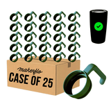 Case of 25 twist-on tumbler handles, green rings with curved grip handles