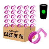 Case of 25 twist-on tumbler handles, pink rings with curved grip handles