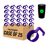 Case of 25 twist-on tumbler handles, purple rings with curved grip handles