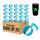Case of 25 twist-on tumbler handles, blue rings with curved grip handles