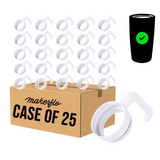 MakerFlo case of 25 white twist-on tumbler handles with grip loops