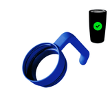 Twist-on tumbler handle accessory, blue, with mounting ring and grip tab
