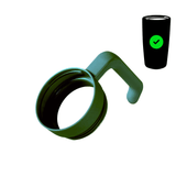 Twist-on tumbler handle accessory, green ring with curved grip handle