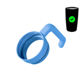 Twist-on tumbler handle accessory, light blue, with mounting ring and grip tab