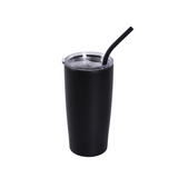 20oz stainless tumbler with clear lid and black straw, dark finish