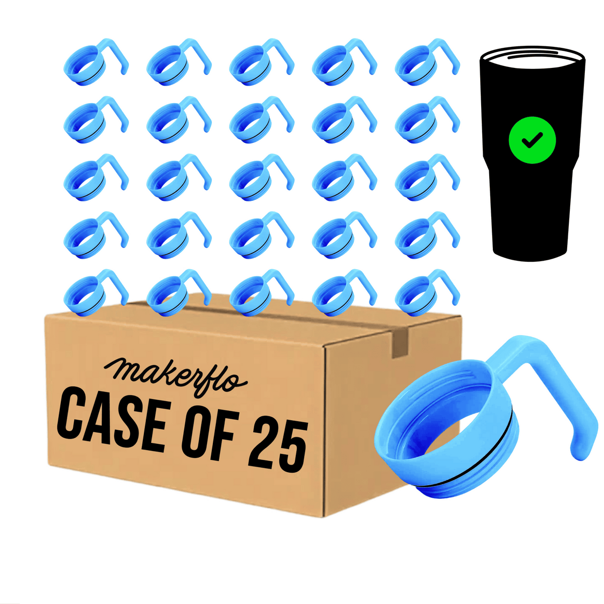 MakerTwist™ twist-on tumbler handle accessory, light blue handle case of 25