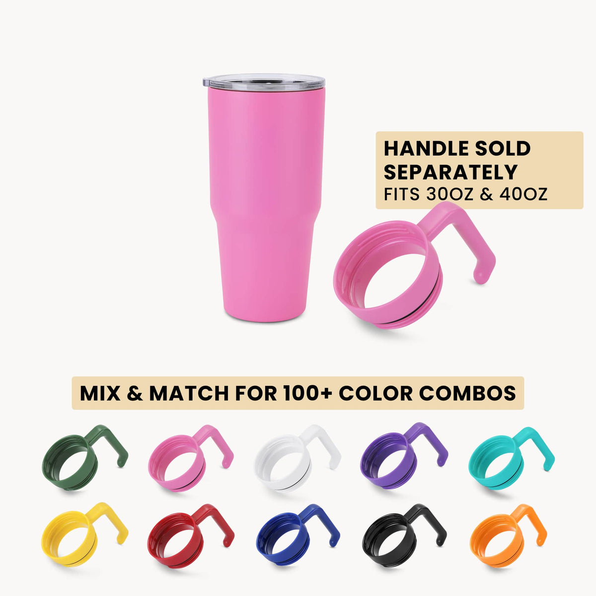 MakerFlo 30oz MakerTwist stainless steel tumbler, pink with lid, straw, and spare handle