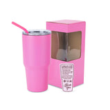 MakerFlo 30oz MakerTwist stainless steel tumbler, pink with clear lid and straw