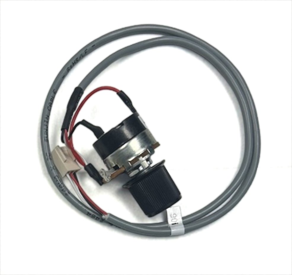 LogoJET lamp control assembly featuring cable loop, connectors, and black lamp holder