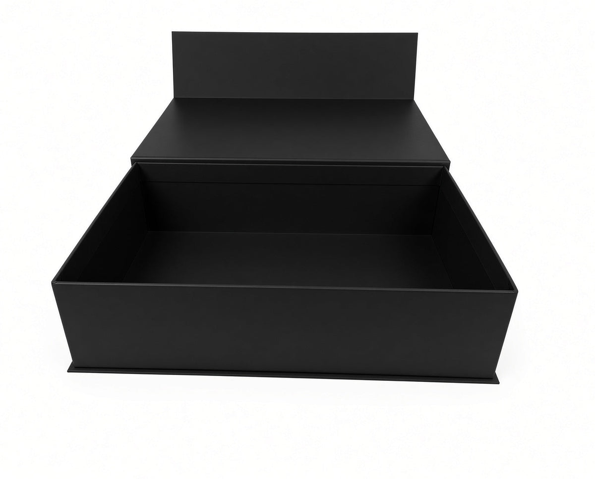 XL - Black Rigid Magnetic Closure Boxes (Hinged Lid, Print-Ready Blank Packaging)