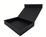 Medium - Black Rigid Magnetic Closure Boxes (Hinged Lid, Print-Ready Blank Packaging)