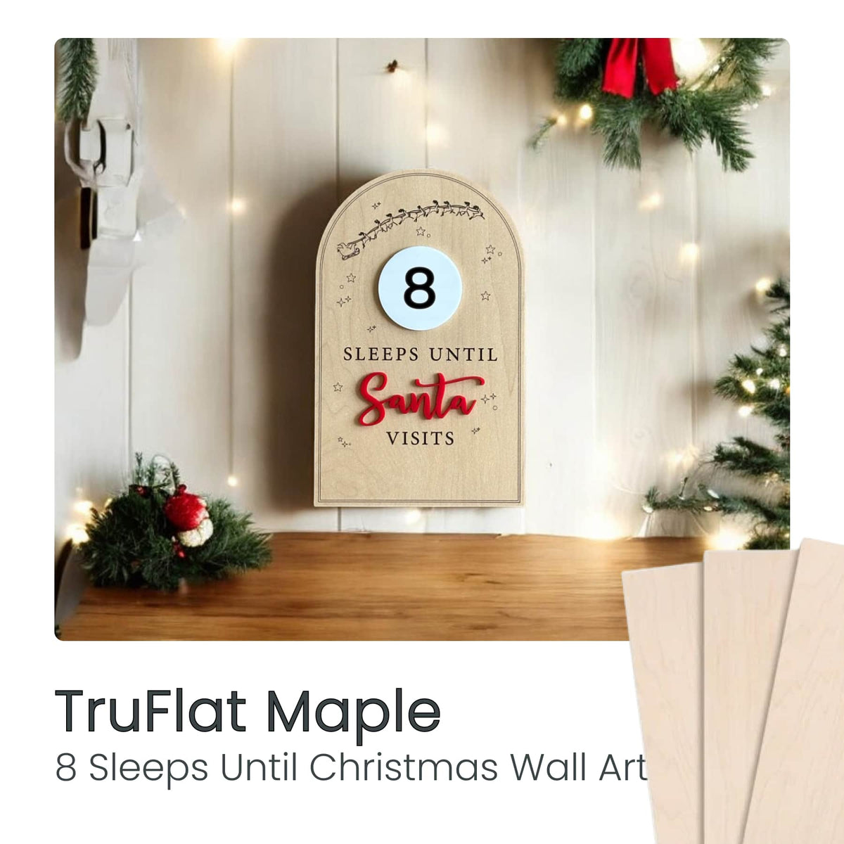 Christmas wall art plaque with numbered date, plus light craft board sheets