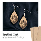 TruFlat Oak nature-inspired wood earrings, tree and mountain design, pair
