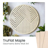Round geometric boho wall art on pale laser wood board