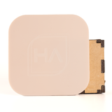 Matte French lace cast acrylic sheet, light peach rounded-corner square