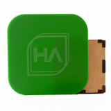 Matte green cast acrylic sheet with rounded corners
