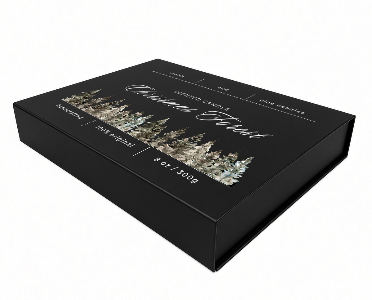 Medium - Black Rigid Magnetic Closure Boxes (Hinged Lid, Print-Ready Blank Packaging)