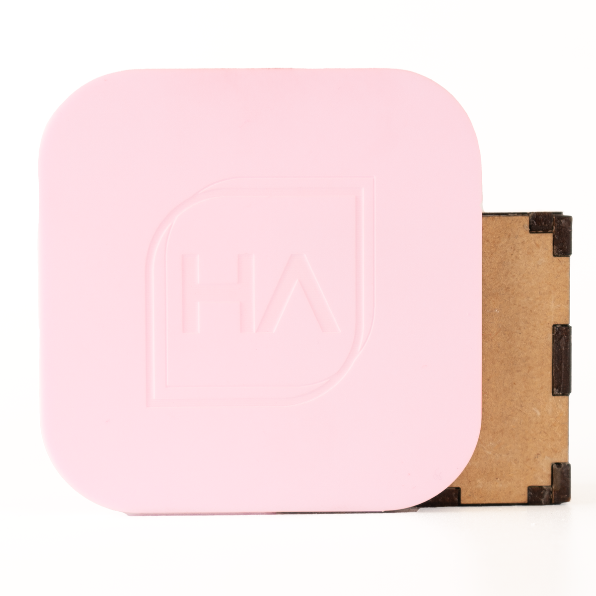 Blush pink cast acrylic sheet sample with dual matte and glossy finish