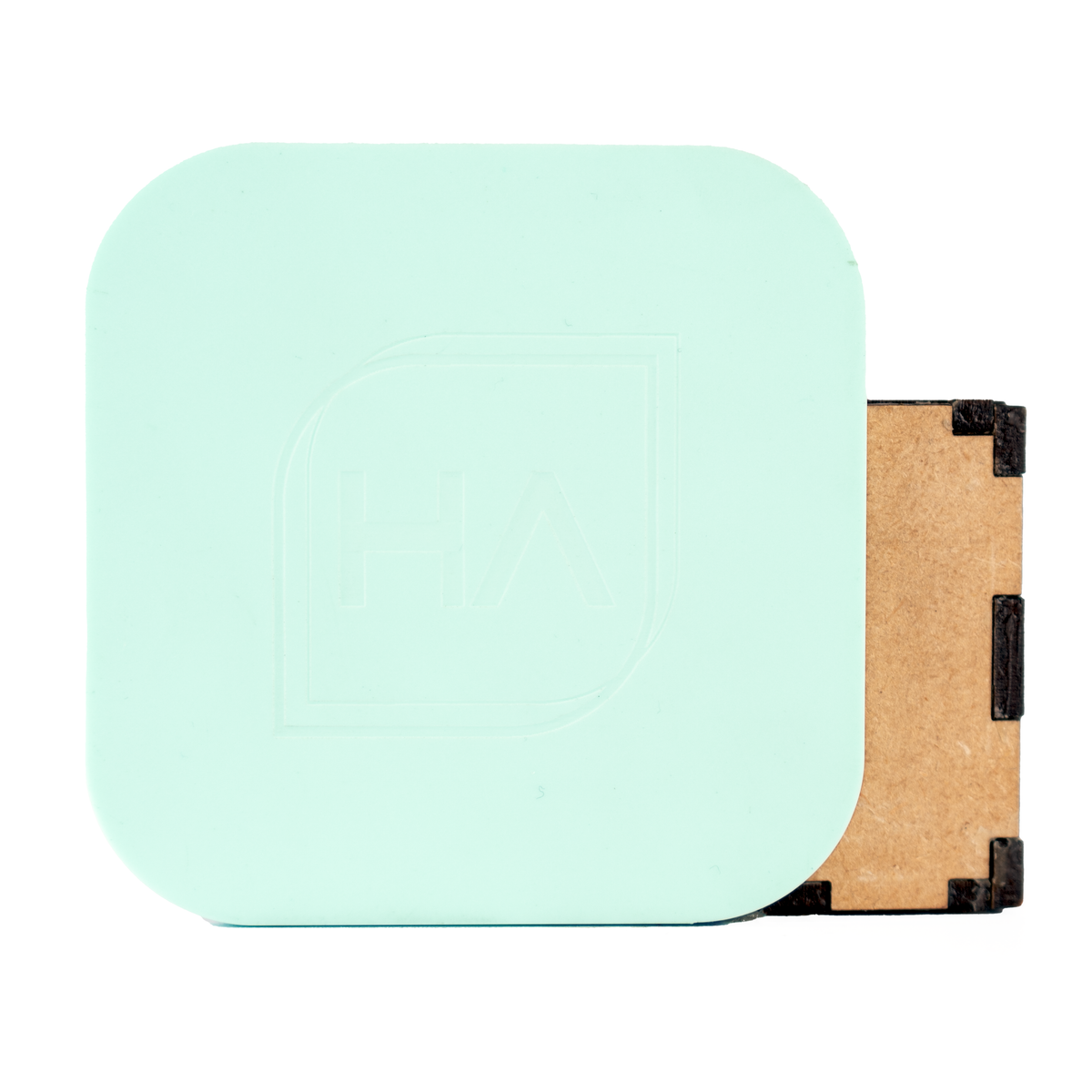 Mint green cast acrylic sheet with rounded corners, dual-surface matte finish