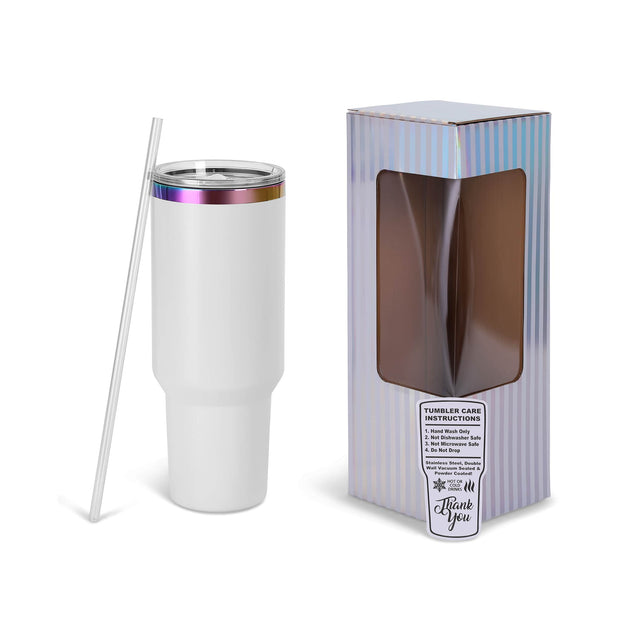 MakerFlo 40oz Rainbow-Plated MakerTwist™ Tumbler – Customizable Premium Drinkware