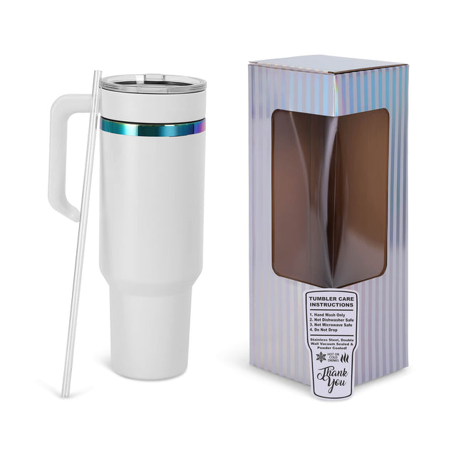 MakerFlo 40oz Rainbow-Plated MakerTwist™ Tumbler – Customizable Premium Drinkware