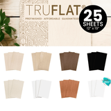 Paint sample pack with 25 blank MDF sheets in light to dark wood tones