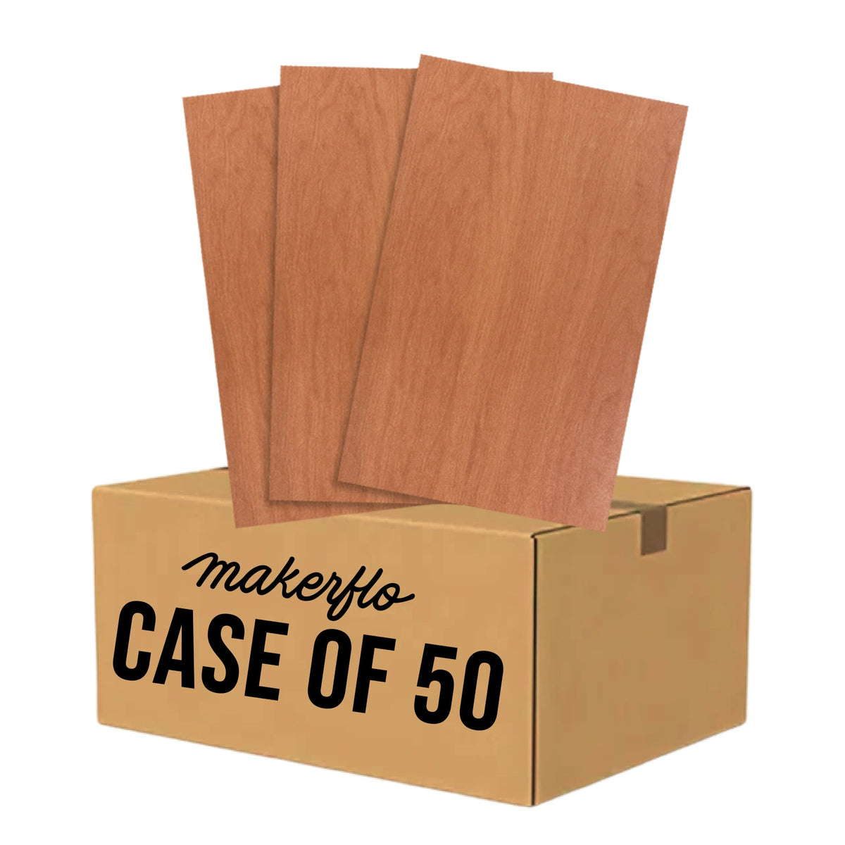 TruFlat Laser wood panel set, walnut-brown sheets stacked in a multipack