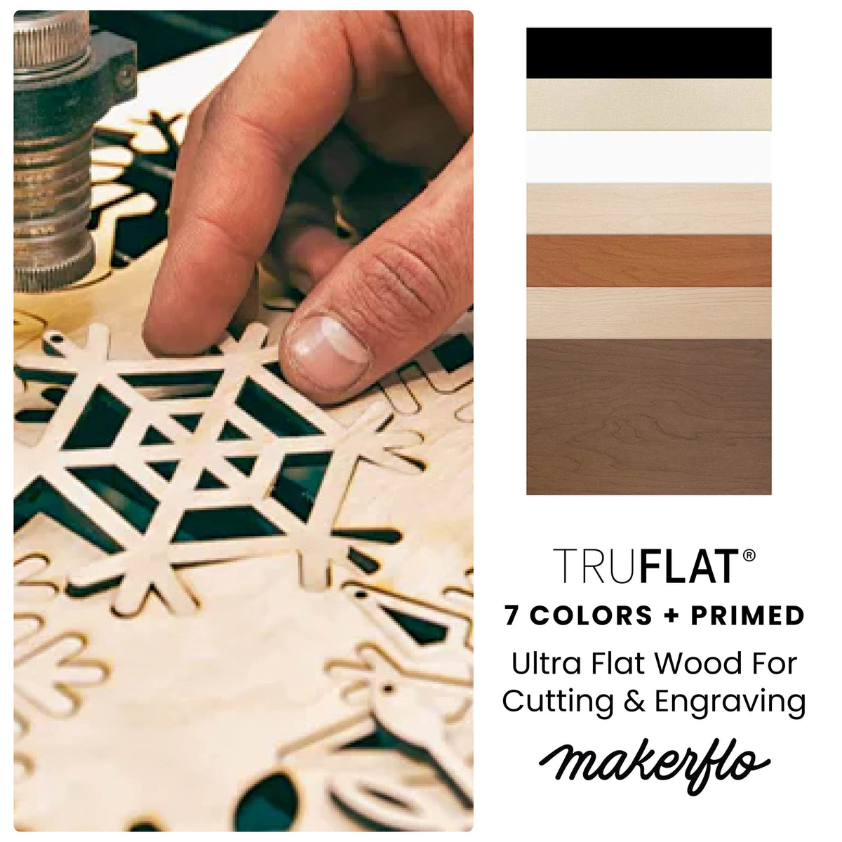 TruFlat wood sample sheets, assorted light and dark browns for cutting and engraving