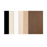 TruFlat laser wood plywood panels in multiple wood-tone color swatches