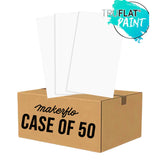 TruFlat Laser wood panel set, white sheets stacked with TruFlat paint badge