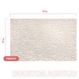 Pearl-finish white acrylic sheet, dense marbled texture, flat front view