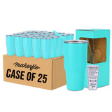 MakerFlo 30oz MakerTwist stainless steel tumbler, light blue case of 25 with cartons