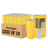 30oz MakerTwist stainless steel tumbler set, yellow cups in case of 25