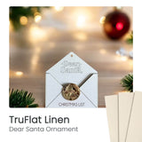 Laser-cut wood Dear Santa ornament with envelope shape and gold seal