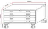 Material Storage Cabinet w/Drawers and Casters for UVx40R PLUS-SE/UVx45i Tabletop UV Printer